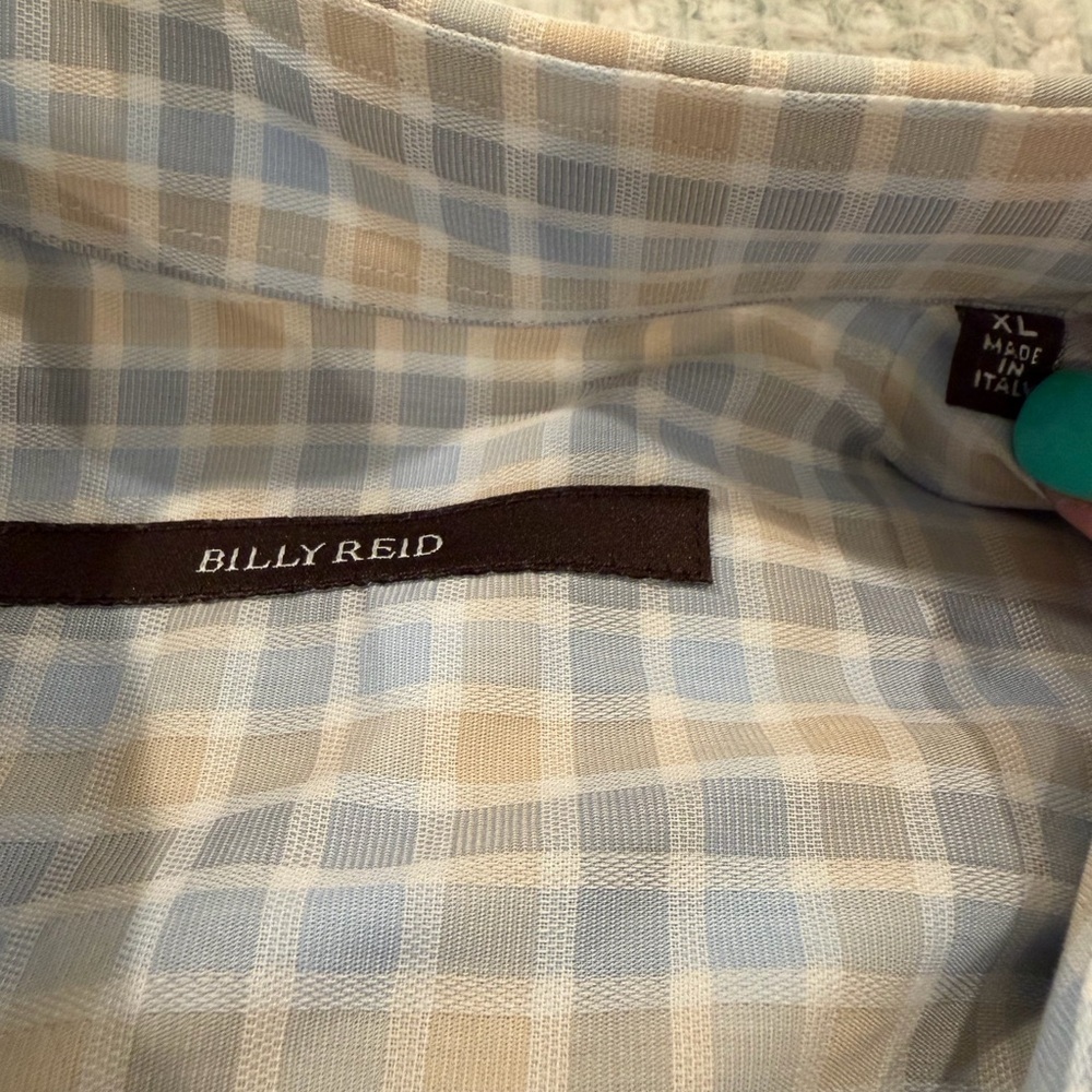 Billy Reid Plaid Button Down Shirt XL Made in Italy 100% Cotton EUC - Picture 3 of 6